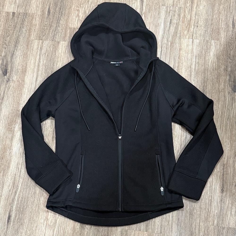 Swiss Tech Black Women's Zip-Up Hoodie